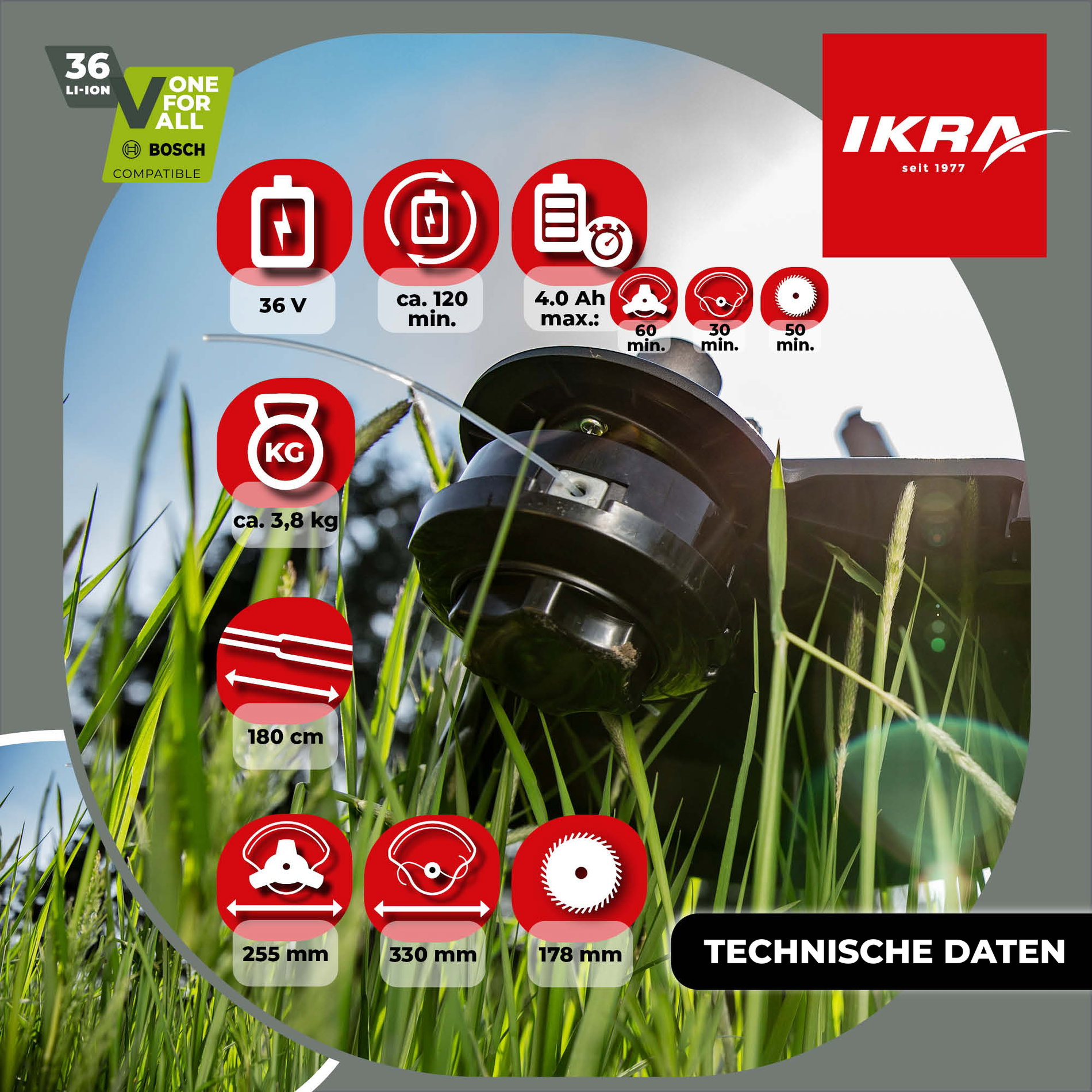 Akku Freischneider IB-BC 33 IKRA BOSCH