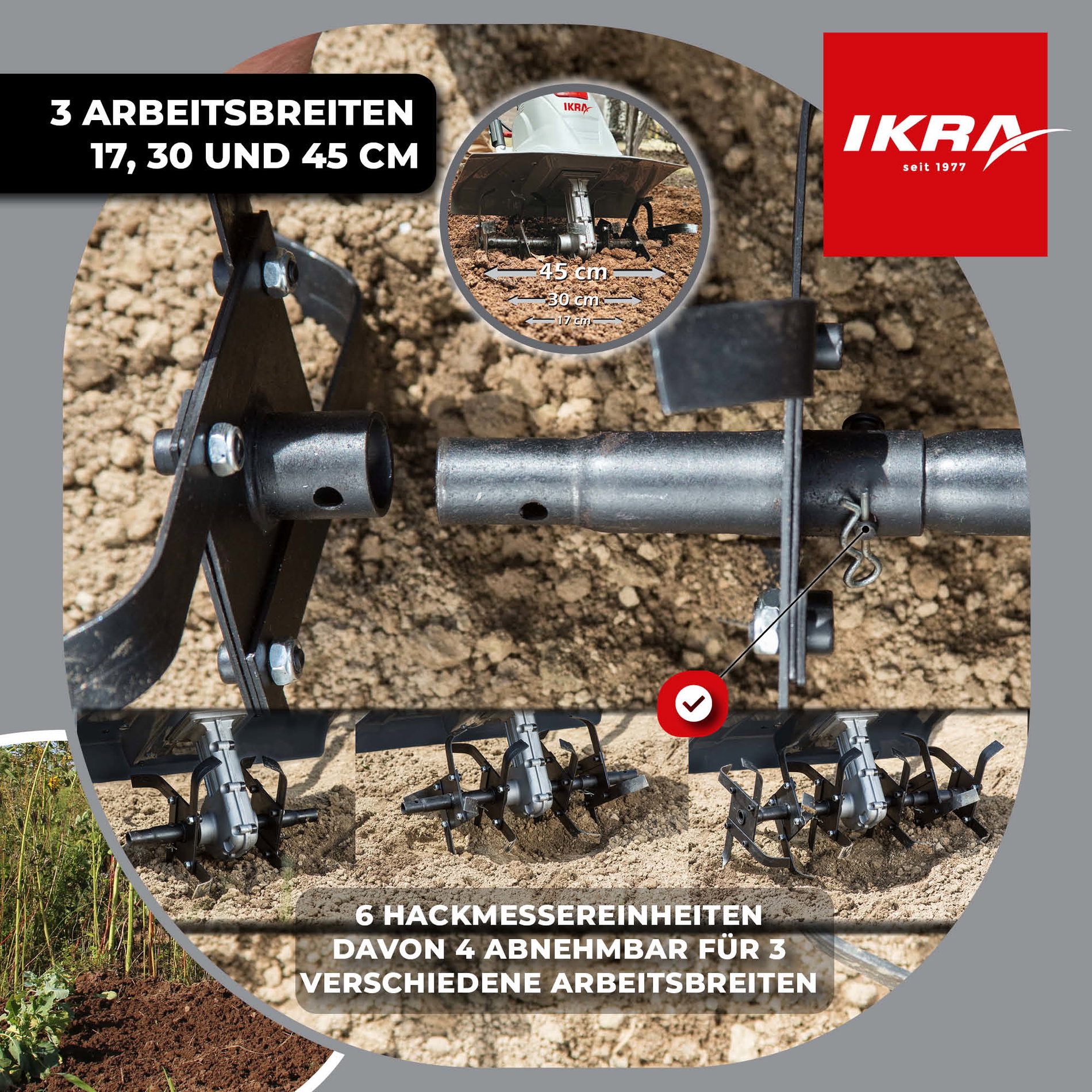 Elektro Bodenhacke Kultivator FEM 1500 mit Häufelpflug