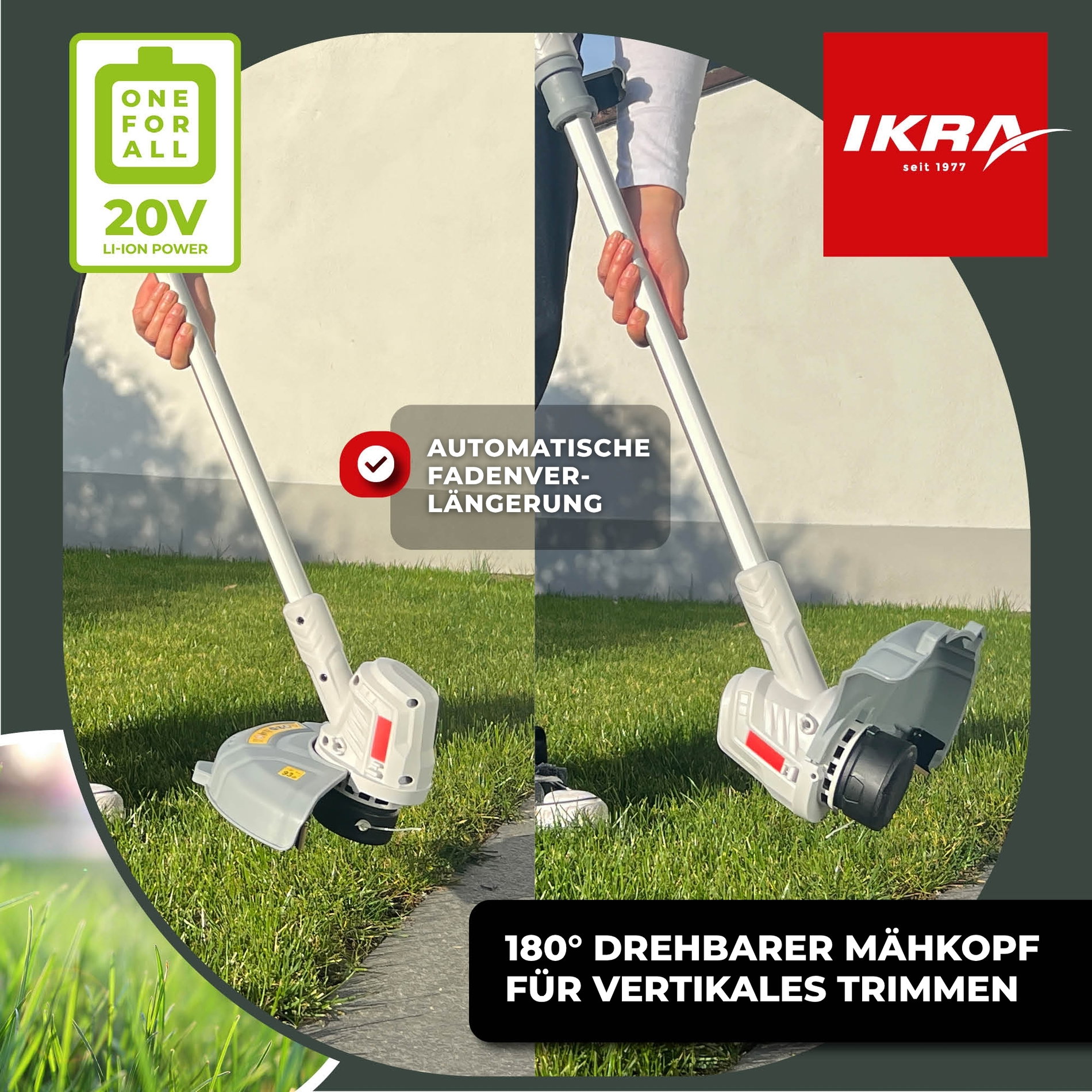 Akku Rasentrimmer IART 2025 mit Akku & Ladegerät & 40 Messer & 2x Spule