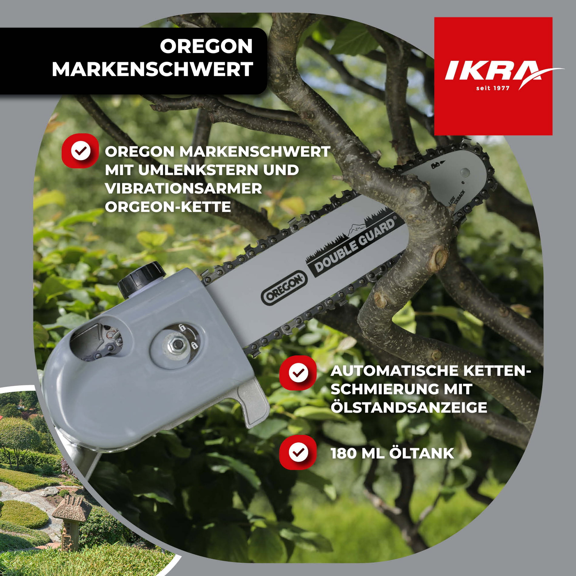 Benzin 4 in 1 Multitool IBKH 33 mit Kettenfeile & Schutzschild & Schultergurt